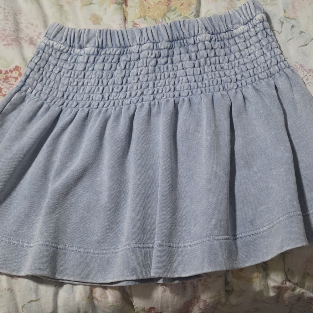 Aerie Light Blue Smocked Mini Skirt